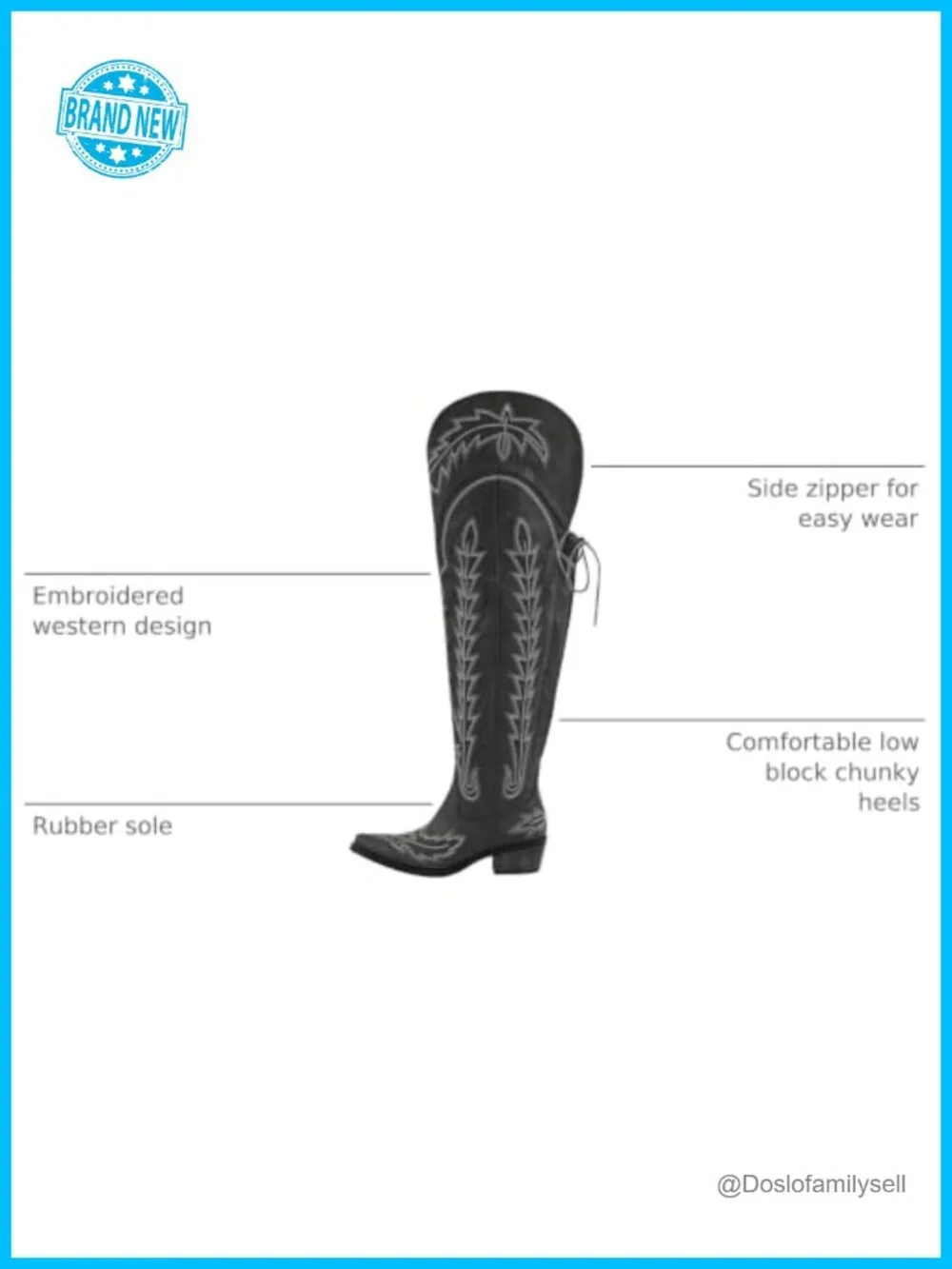 Cowgirl Thigh High Wide Calf Embroidered Western Boots Block Heel